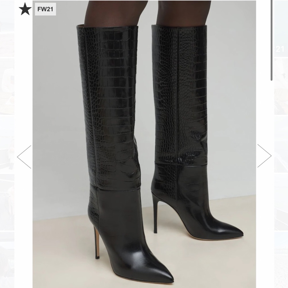 ❌SOLD❌ Paris Texas 105mm Croc Embossed Leather Tall Boots